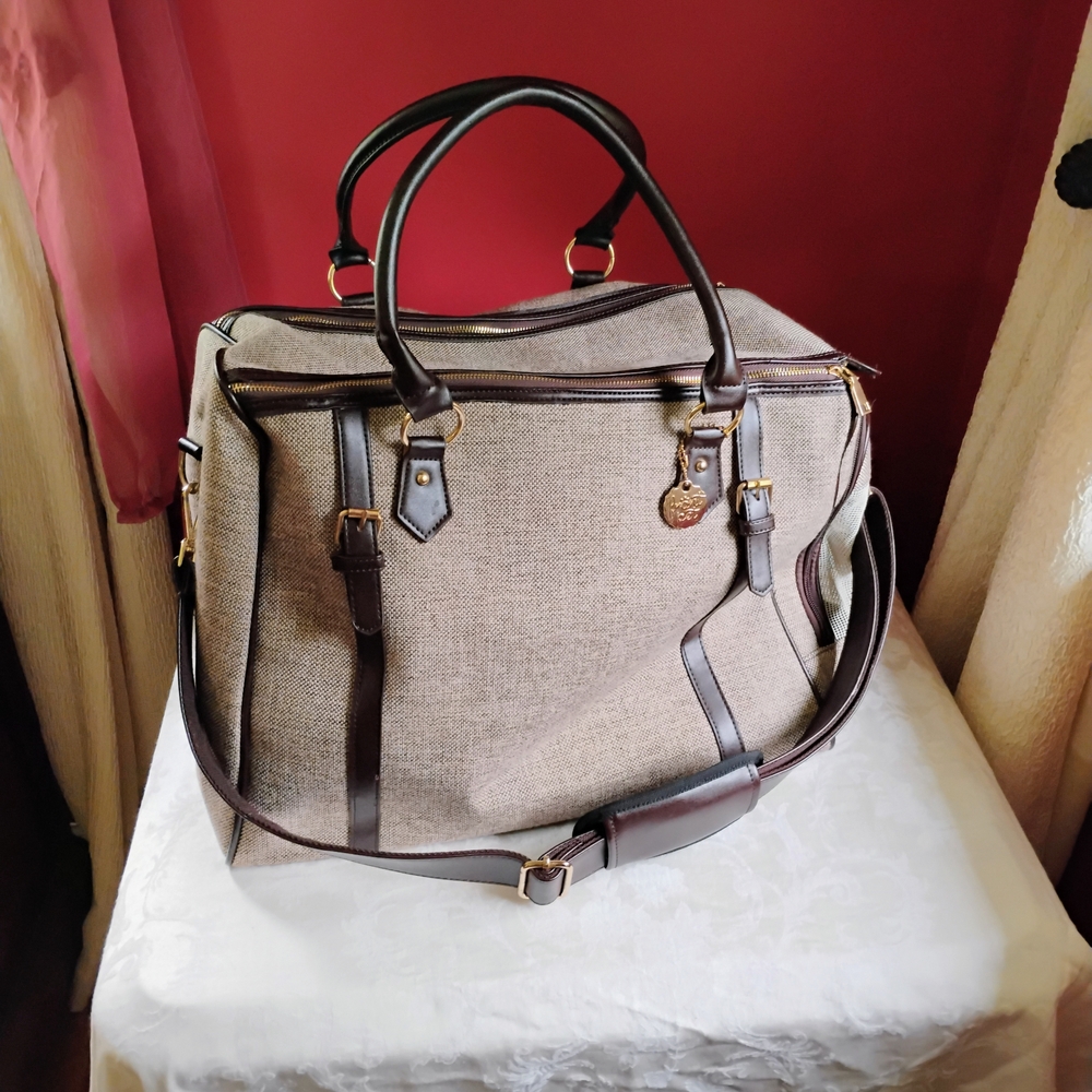 Stylish Tan and Brown Pet Carrier